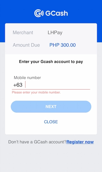 Step 3: Please log in to your GCash account.