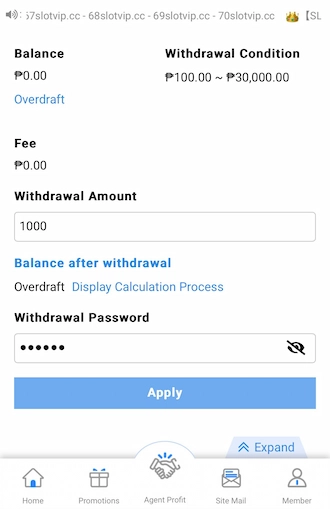 Fill in the withdrawal form