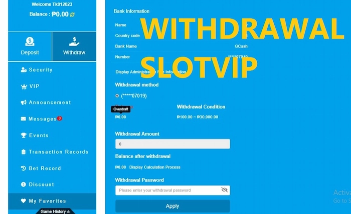 SlotVIP Withdrawal Conditions
